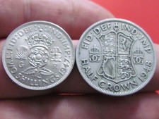 GREAT BRITAIN KING GEORGE VI( 1947 & 1948 ) 2 SHILLINGS UNC HALF CROWN GEF COINS