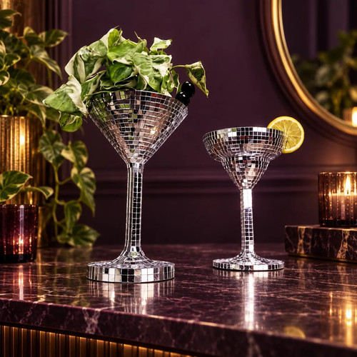 Cocktail glass disco ball - glass,