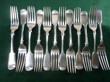 12 Vintage EPNS Silver plated Fiddleback Dinner Table forks mixed makers #2