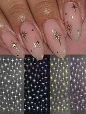Nail Art Stickers Star SILVER GOLD PINK HOLOGRAPHIC METALLIC CHRISTMAS STARS