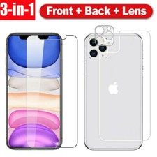 iPhone 16 15 14 13 12 11 Pro Max Front+Back+Lens Tempered Glass Screen Protector
