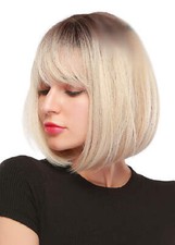 Blonde Short Bob Wig With Fringe. Katie Rooted Blonde