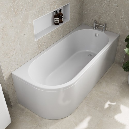 Shaped shower bath - bath, right