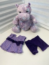 Rare Build A Bear Lilac Hippo Soft Plush Toy With Coordinating Outfit