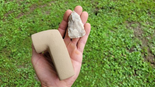 Big stone elbow pipe flint - pipe, &
