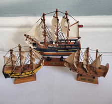 3 Wooden model sailing ships