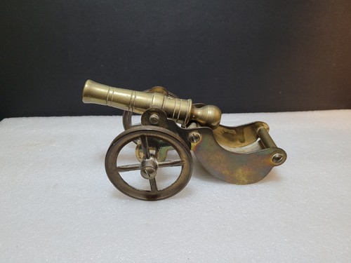 Vintage brass table cannon - brass,