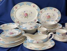 CLEARANCE! Myott Staffordshire Rose Blue Plates Bowls Gravy Tureens Cups Saucers