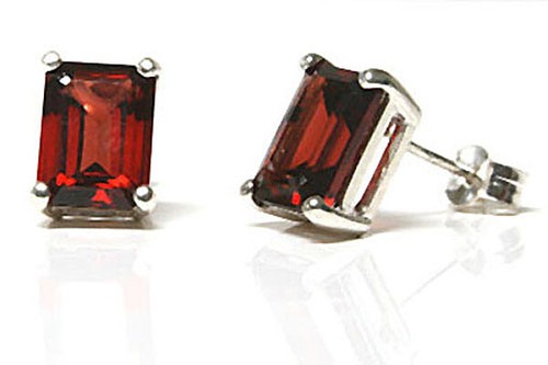 Sterling silver garnet studs - silver,