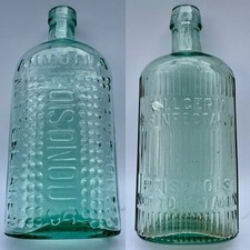 Pair victorian aqua glass - of,