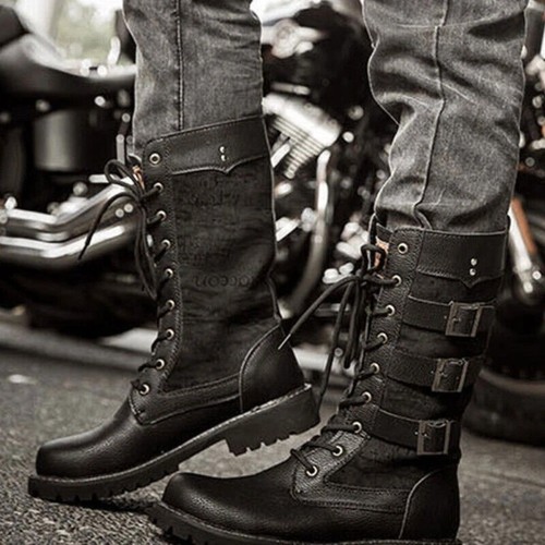Mens biker riding boots army - riding,