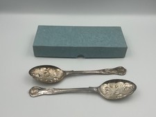 Two Vintage Silver Plated Embossed Berry  Spoons.