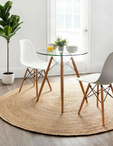 Rug natural jute carpet - jute, round