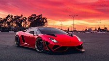 Red Lamborghini Sports Car Smashed 3D Wall Sticker Poster Decal Mural Room Z744
