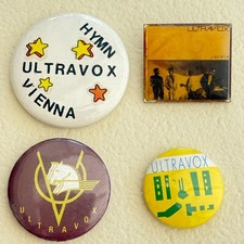ULTRAVOX .    vintage PIN BADGES  x  4  -  vienna , hymn etc .