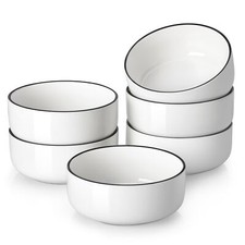 MALACASA LUNA 6-Piece Porcelain Bowls Set 770ml White Soup/Cereal/Serving Bowls