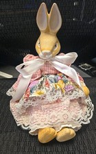 House Of Lloyd Wendy Wabbit 1993 Bunny Rabbit Pink Plad Floral Shelf Sitter