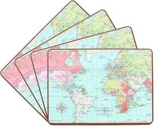 NEW PACK OF 8 WORLD TRAVELER PLACEMATS TABLE MAT SET ANTI SLIP TABLE RUNNER UK