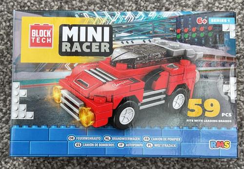 Block tech red car pieces - car,