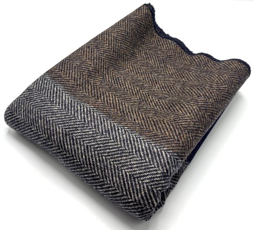 Blue brown herringbone wool - brown,