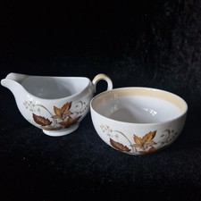 Vintage Alfred Meakin Glo-White Milk Jug & Sugar Bowl "Autumn Leaves"