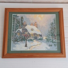 T Kinkade Stonehearth Hutch Cross Stitch Embroidery Picture Winter Christmas