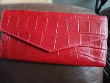 Dents Red Crocodile Print Leather Travel Wallet
