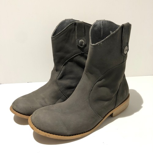 Emu nubuck leather block heel - leather,