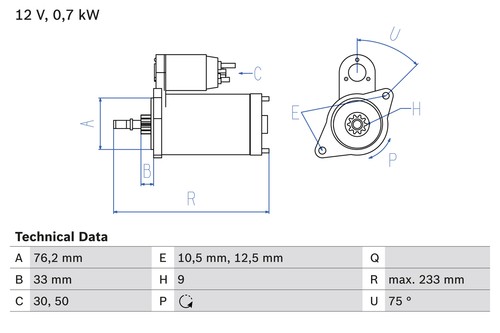 Bosch starter porsche 6 - starter, 1,6