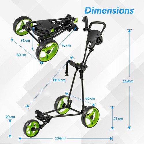 Three wheel foldable golf - wheel,
