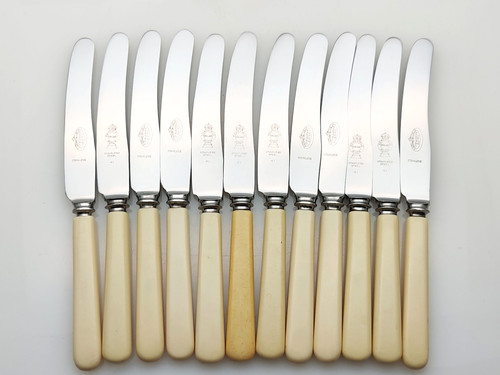 12x faux bone handled - bone, tea