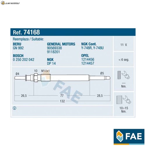 Glow plug 74168 for opel - plug,