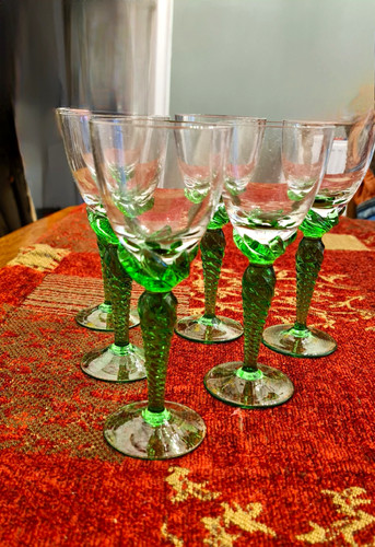 Bohemia glass green stem - glass,