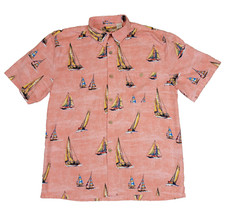 Joe Marlin Sailboat Hawaii Beach Print Shirt Mens LG Vacation Summer Cruise