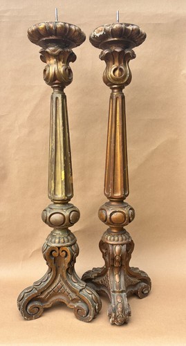 Pair antique carved and - antique,