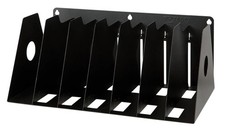 A4 Metal File Holder Rack Desktop / Wall-Mounted Black 7 Section 50mm Spacing