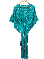 Indian Aqua Long Leaf Printed