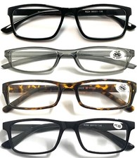 Lightweight Reading Glasses Mens Womens Plastic Plain Frame Flat Top Designed