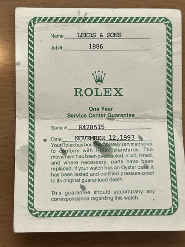 Rolex serial certificate - serial,