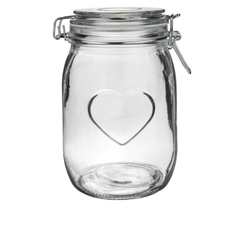 Glass storage jar heart - storage,