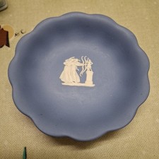 Vintage 1955 Wedgwood Jasperware Small Fluted Dish 11cm Dia Light Blue