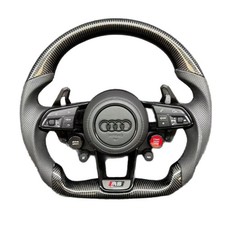 Audi R8 Real Carbon Fiber Steering Wheel Upgrade w/ Start Button & Drive Mode