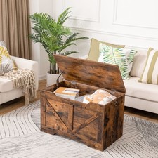 Hoobro wooden storage chest - wooden,