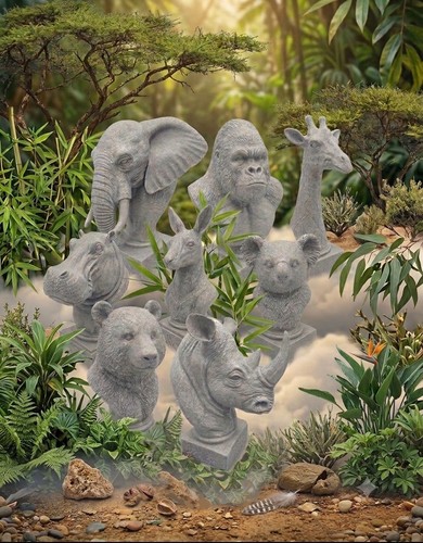Statue rhino gorilla panda - gorilla,