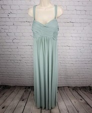 Birdy Grey Green Chiffon Strappy Sweetheart Pleated Lined Bridemaid Dress 2XL