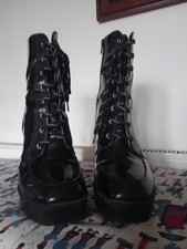 Black leather chunky heel - black,