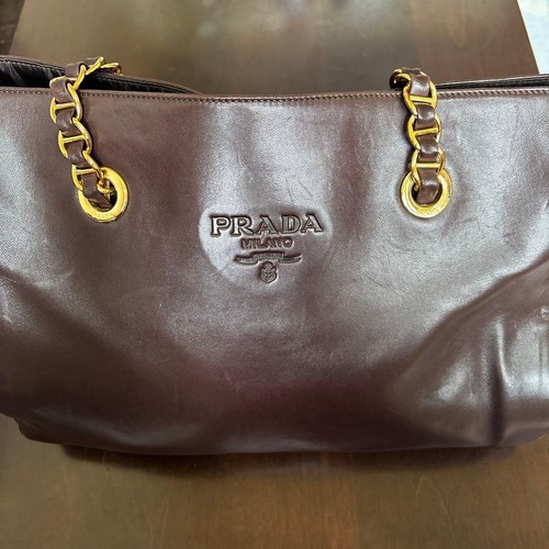 Prada brown leather tote bag - leather,