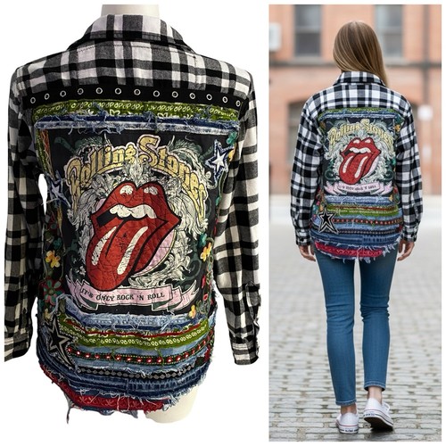Upcycled flannel jacket - flannel,
