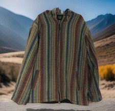 Vintage Multi Coloured Fleece Strip Bohemian Jacket Unisex Hippie Nepali Hoodie