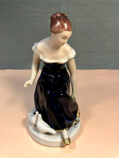 Royal Dux Porcelain Figurine Art Nouveau Lady and Doves Czechoslovakia
